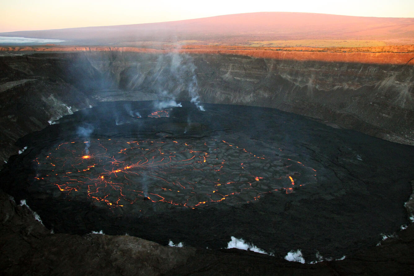 Color photograph of lava lake