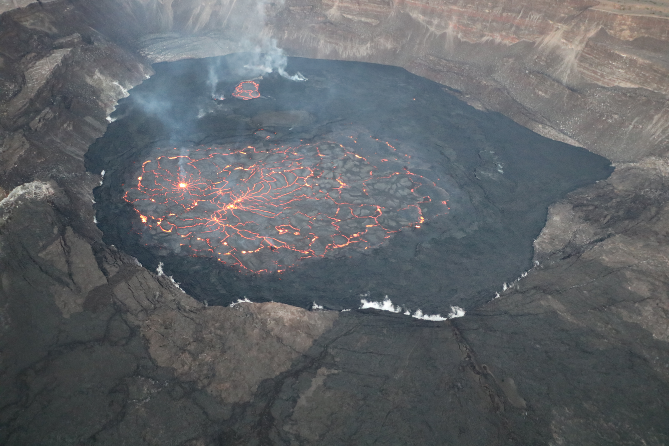 Color photograph of lava lake