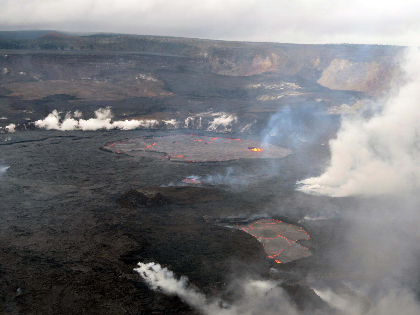 Color photograph of lava lakes