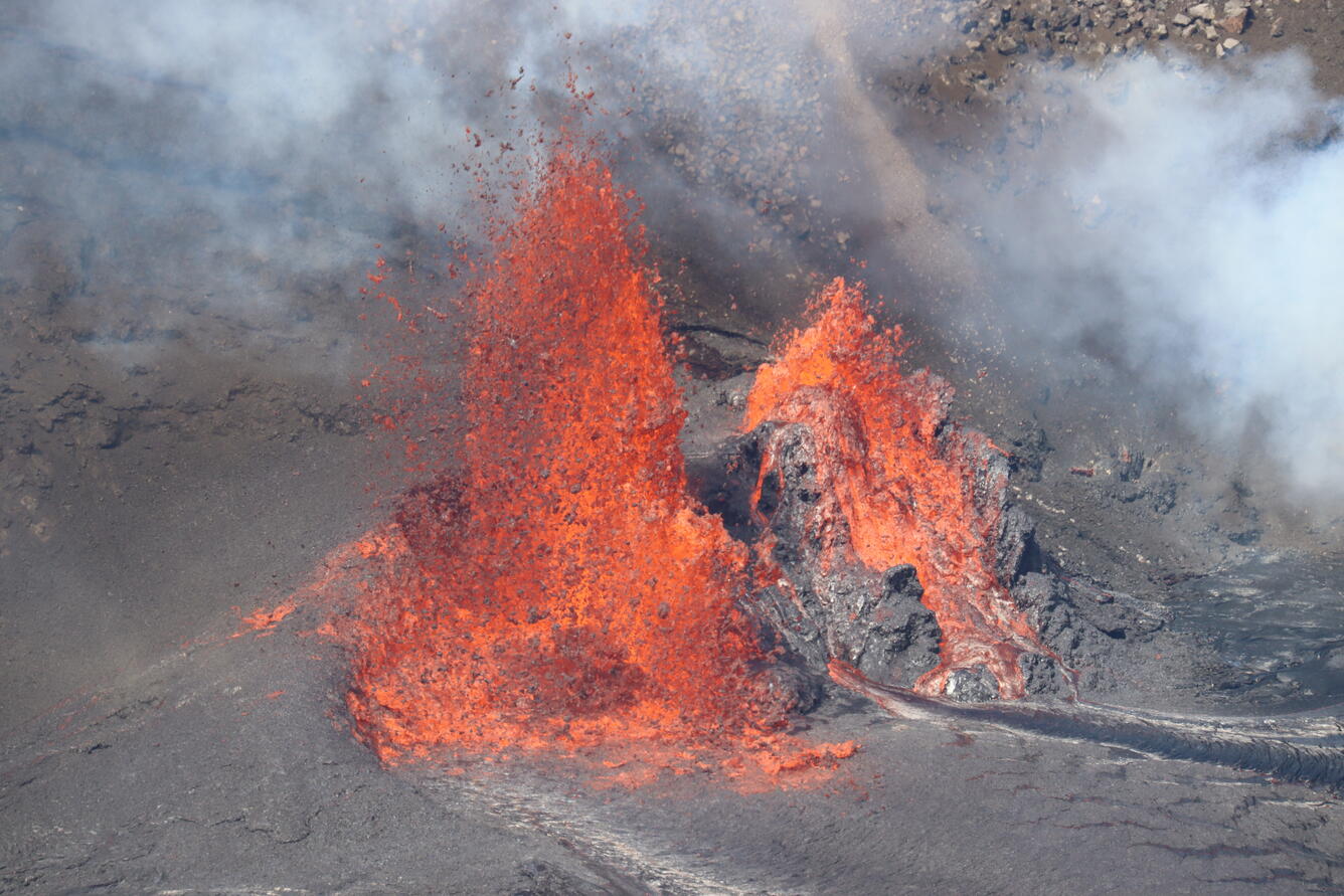 Color photograph of erupting vents