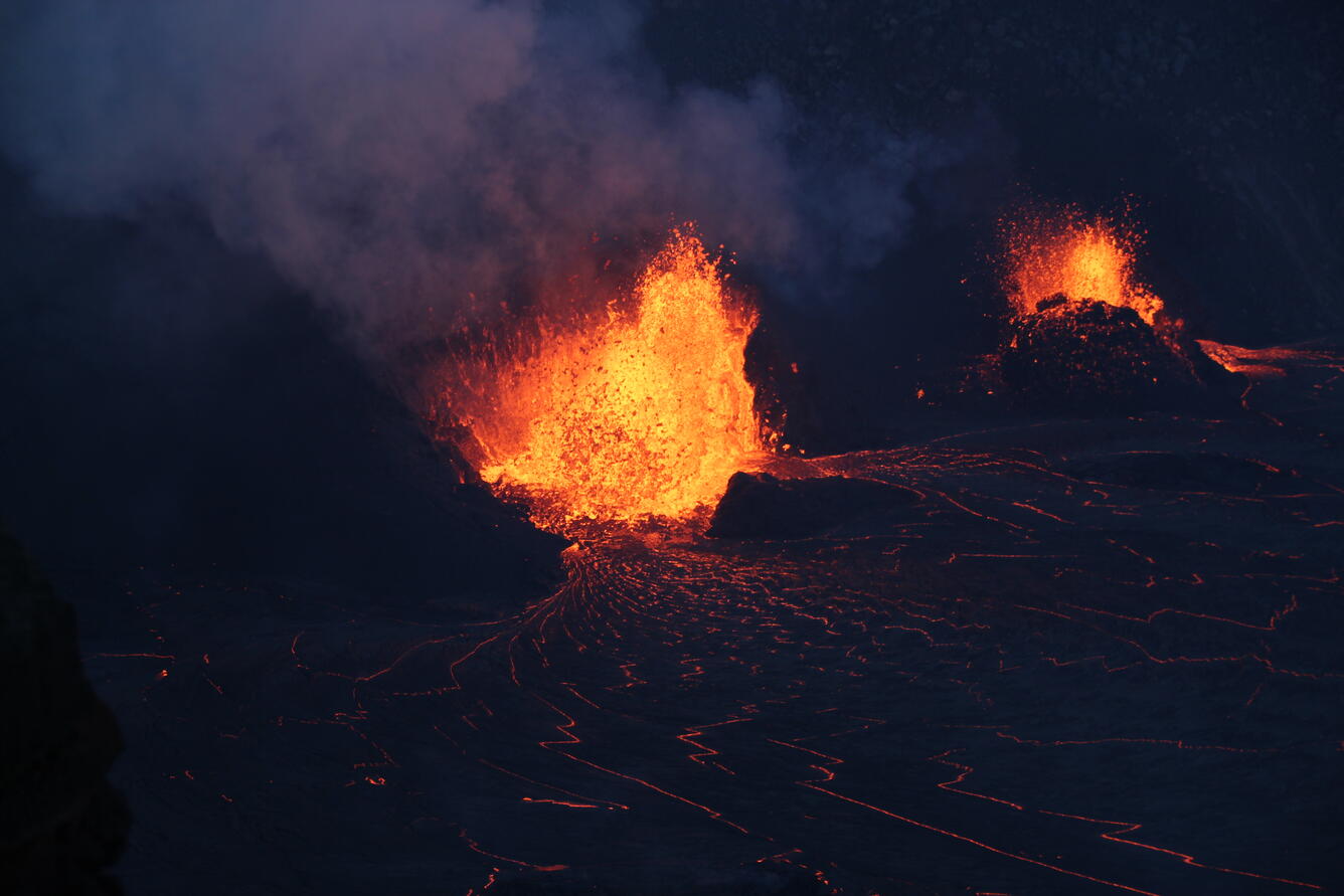 Color photograph of erupting vents