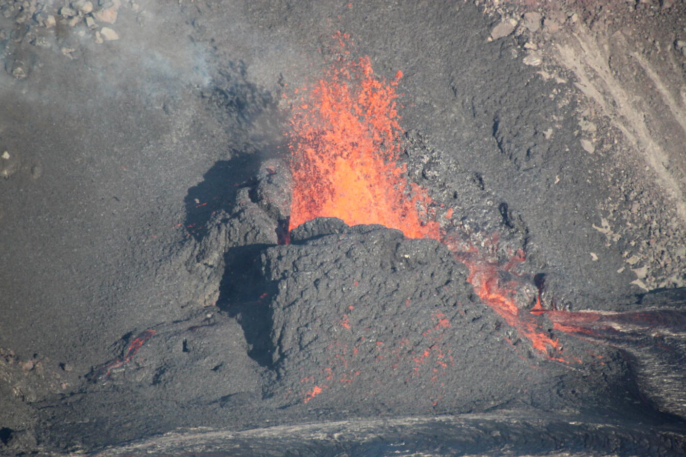 Color photograph of erupting vent