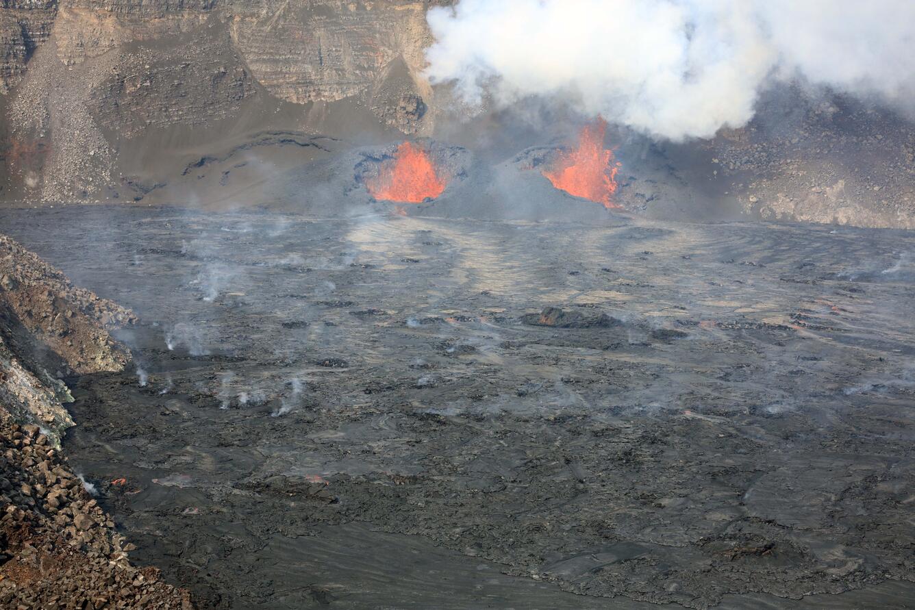 Color photograph of erupting vents