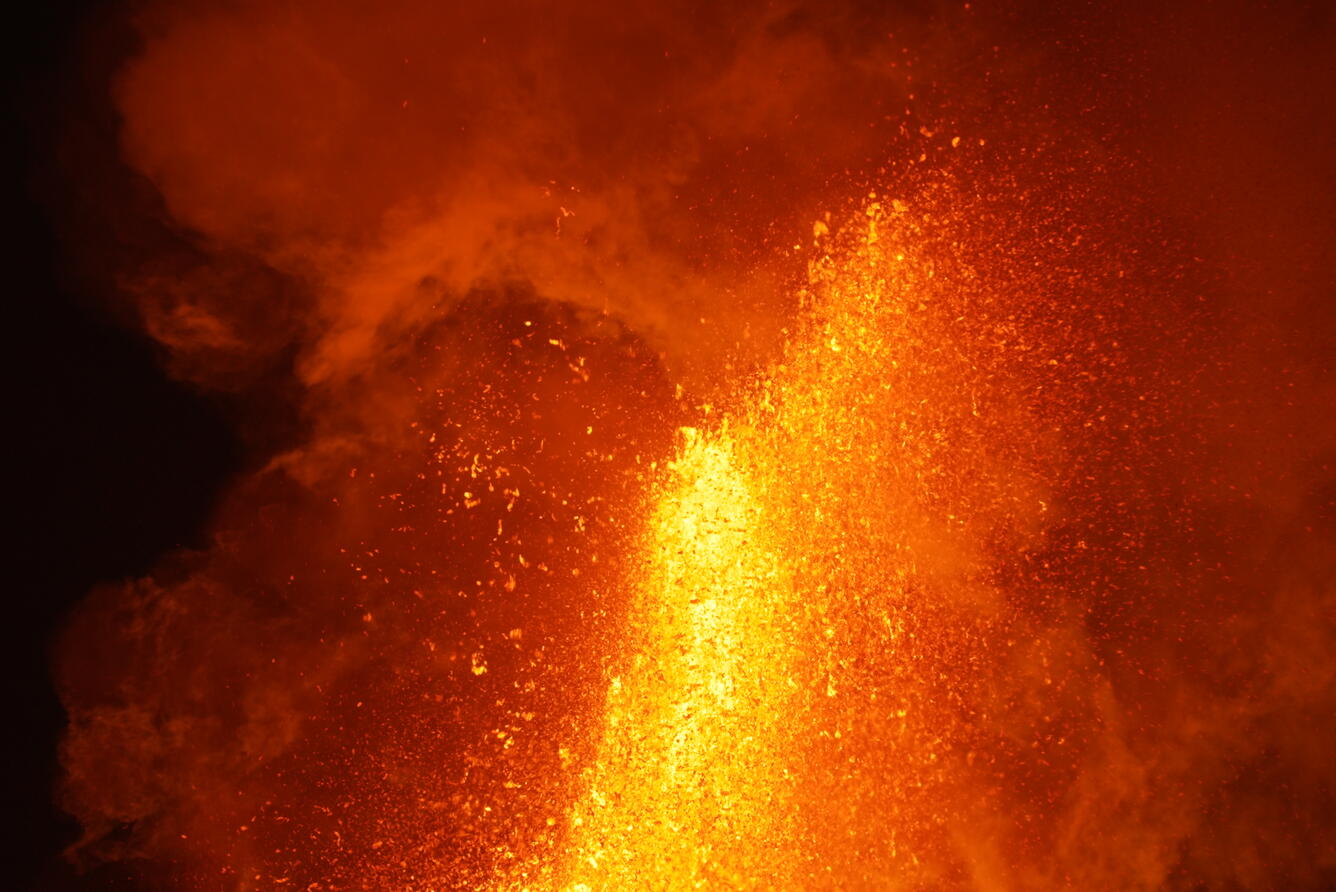 Color photograph of lava fountain