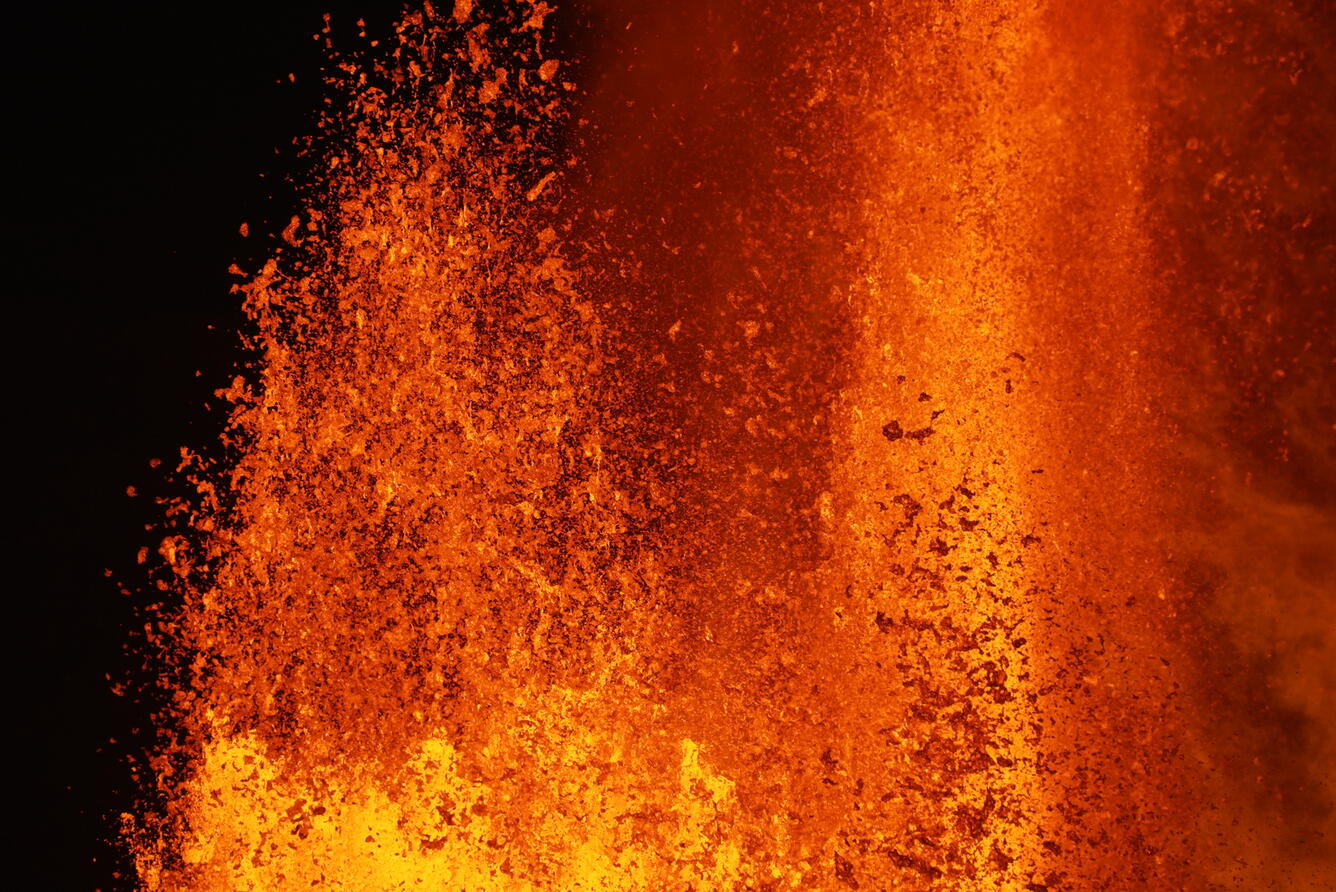 Color photograph of lava fountain top