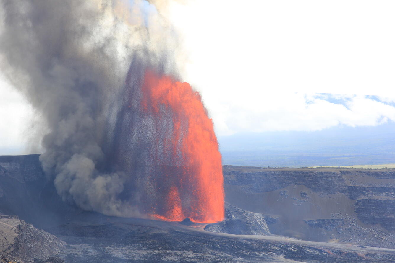 Color photograph of lava fountain