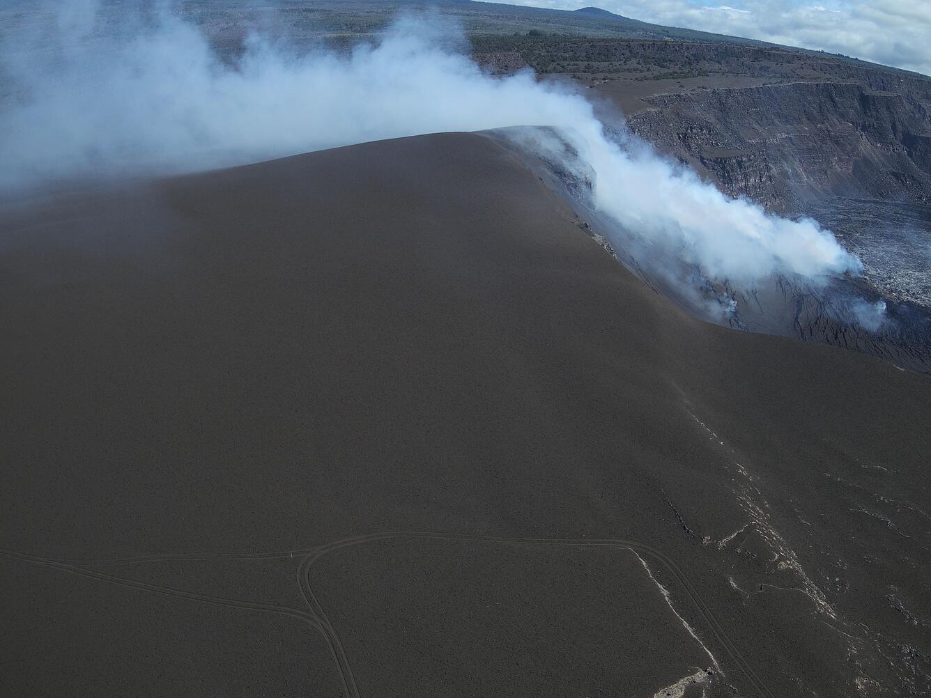 Color photograph of tephra cone