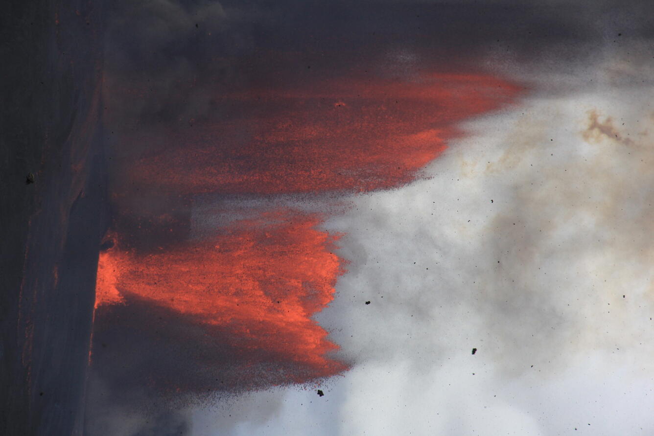 Color photograph of lava fountains