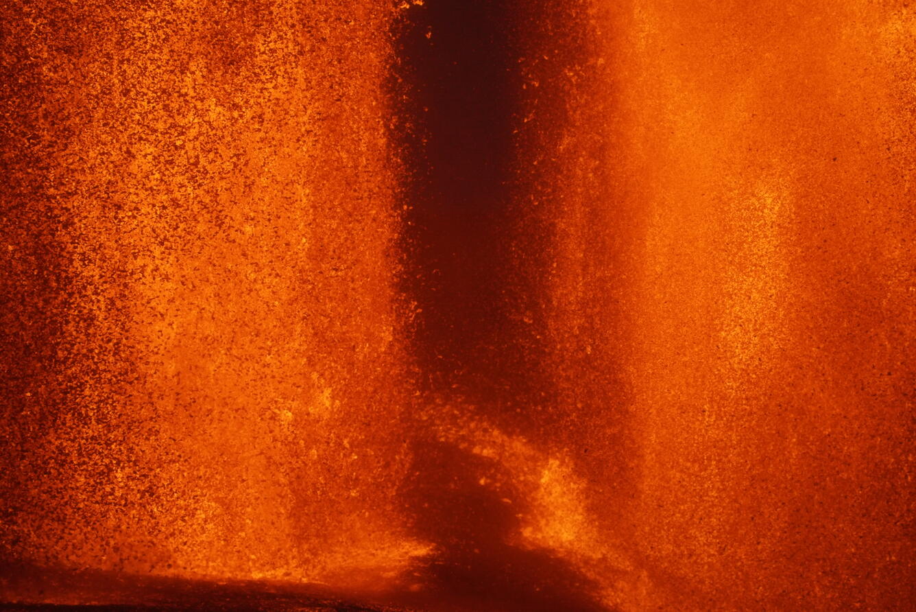Color telephoto of base of lava fountain