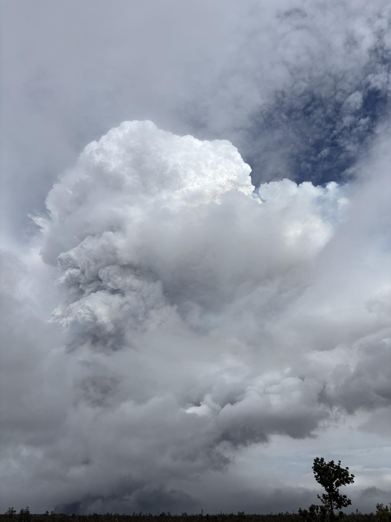 Color photograph of eruptive plume