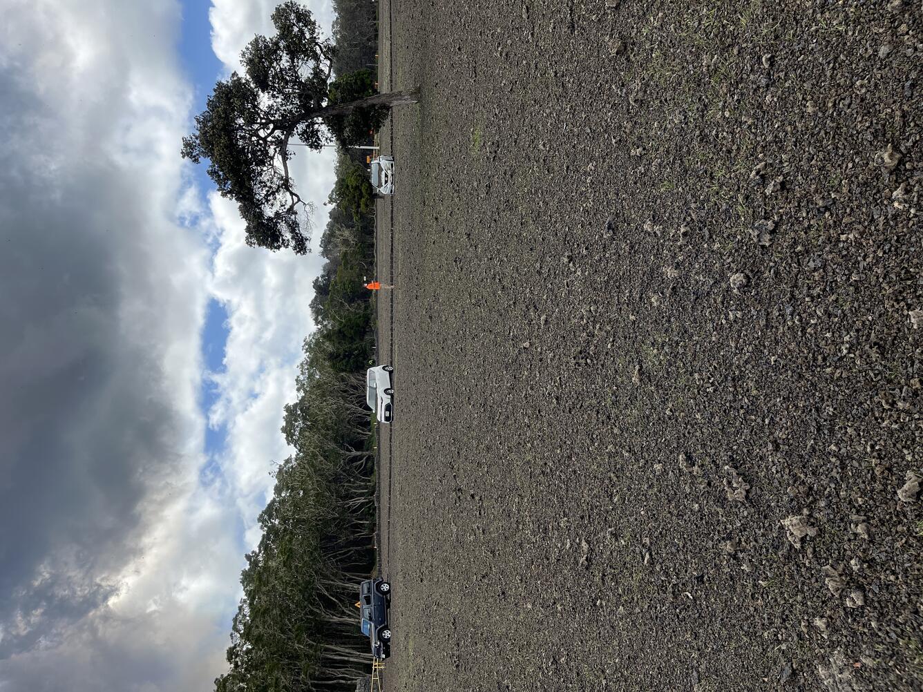 Color photograph of ground covered with volcanic rocks