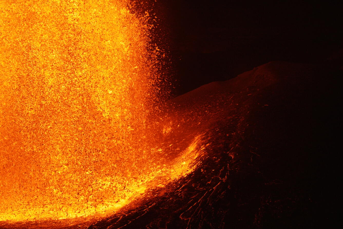 Color photograph of lava fountain margin