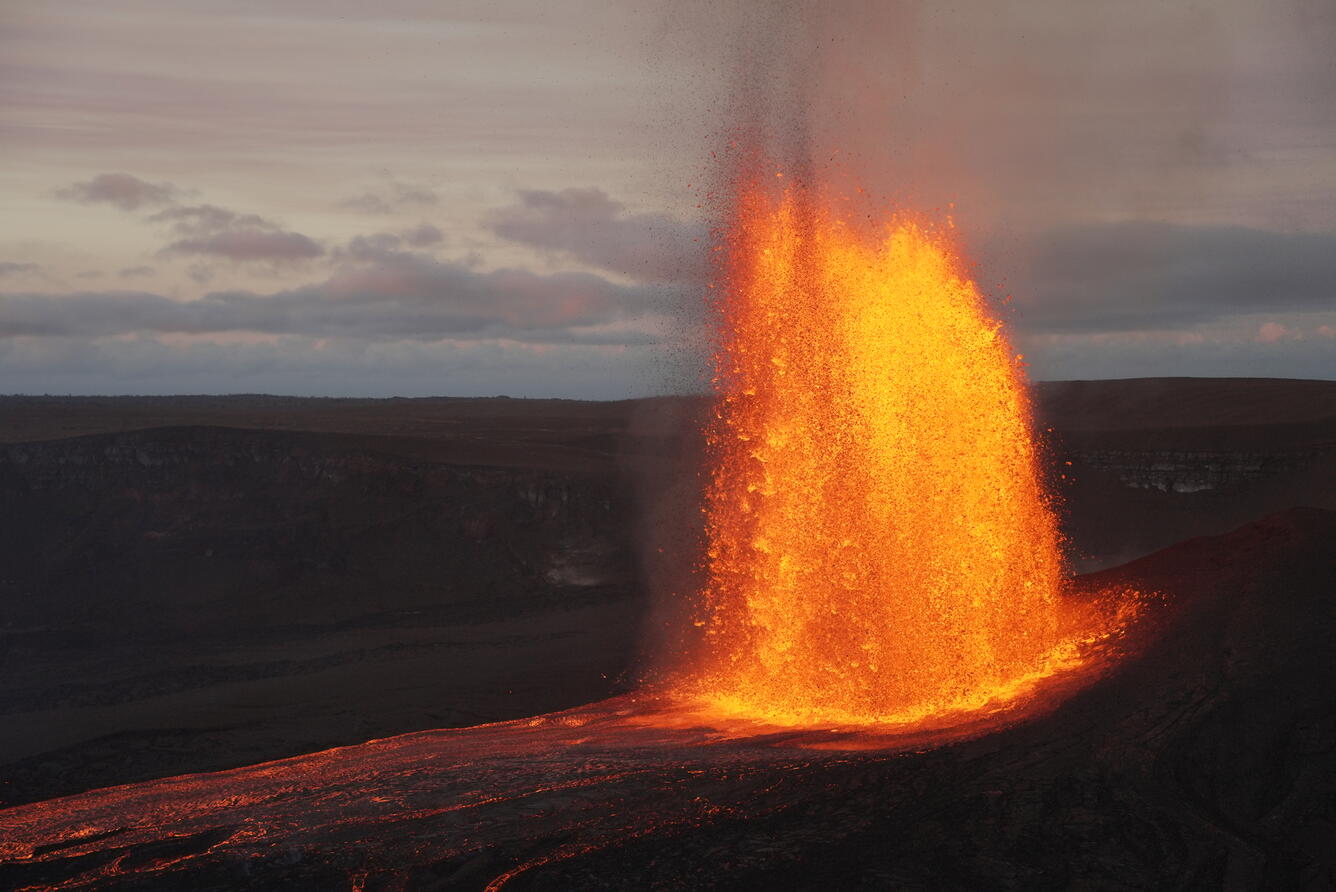 Color photograph of lava fountain