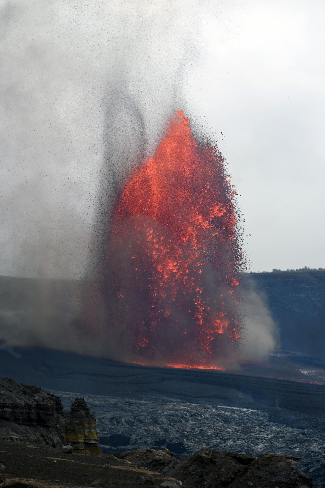 Color photograph of lava fountain