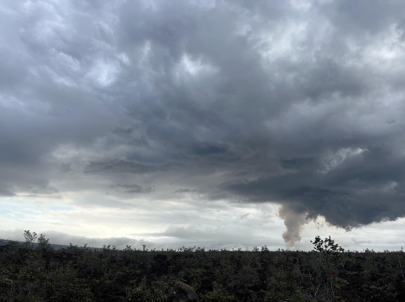Color photograph of volcanic plume