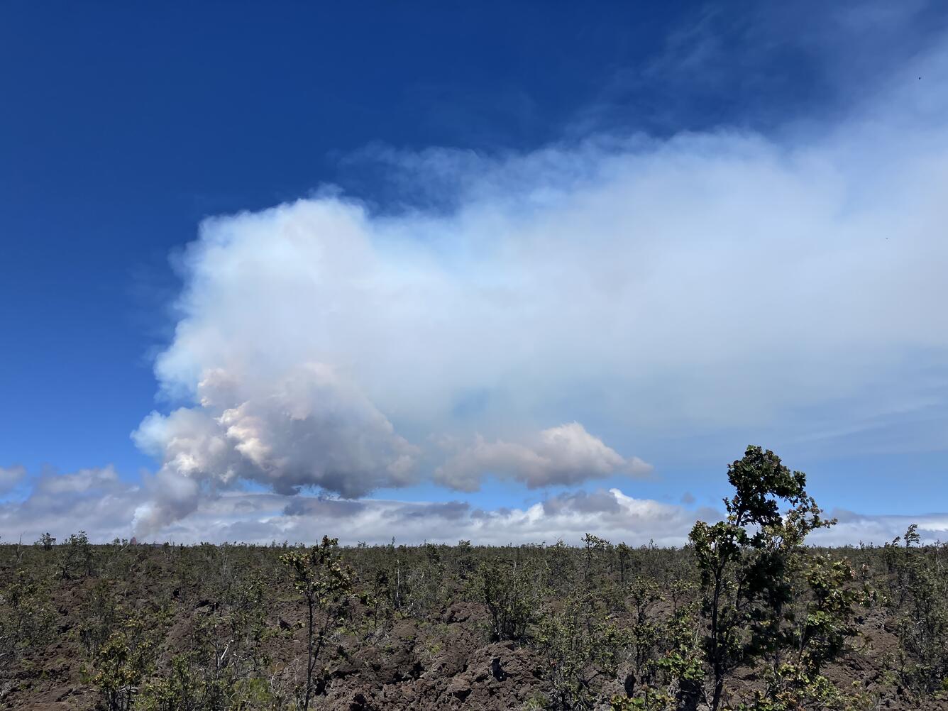 Color photograph of volcanic plume