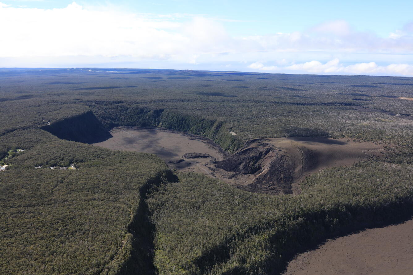 Color photograph of volcanic crater