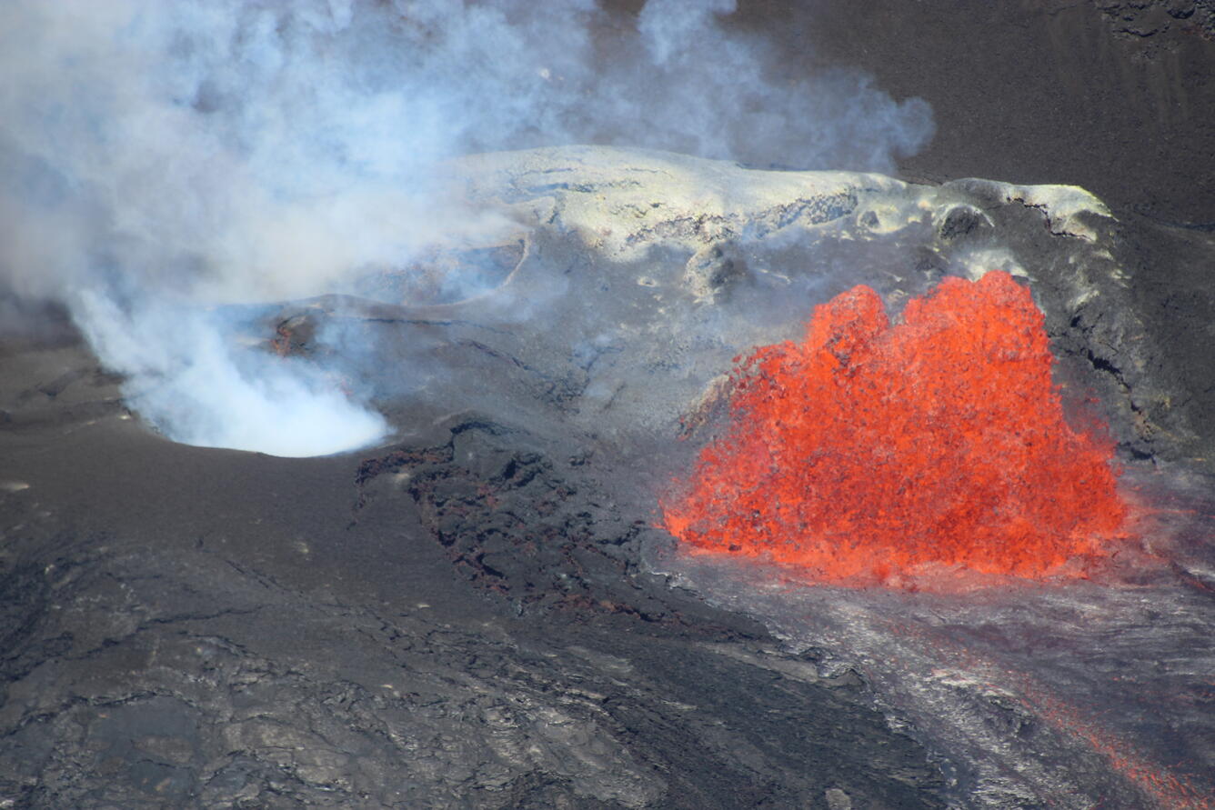 Color photograph of lava fountain