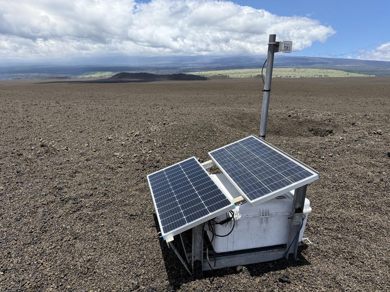 Color photograph of volcano monitoring station