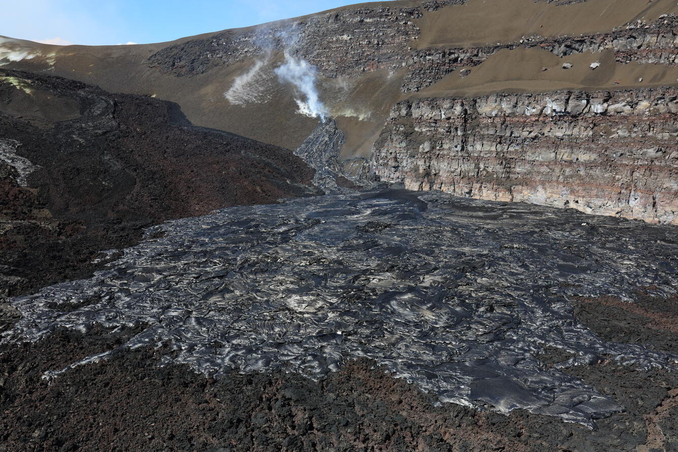Color photograph of lava flows