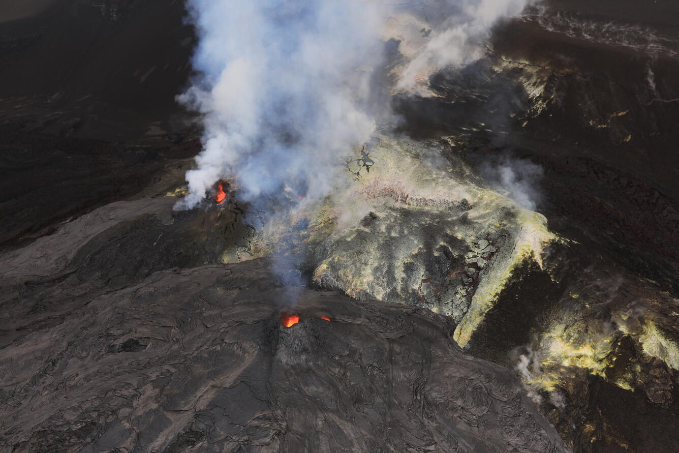 Color photograph of volcanic vents