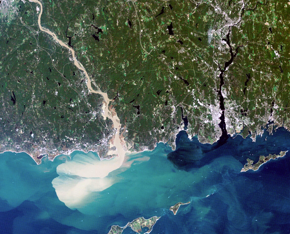 Satellite imagery showing the Connecticut River sediment 