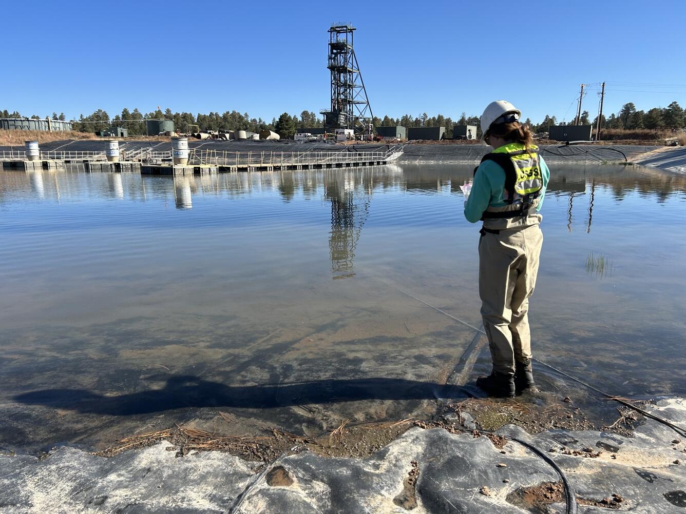 USGS scientist collects water-quality samples at the Pinyon Plain mine