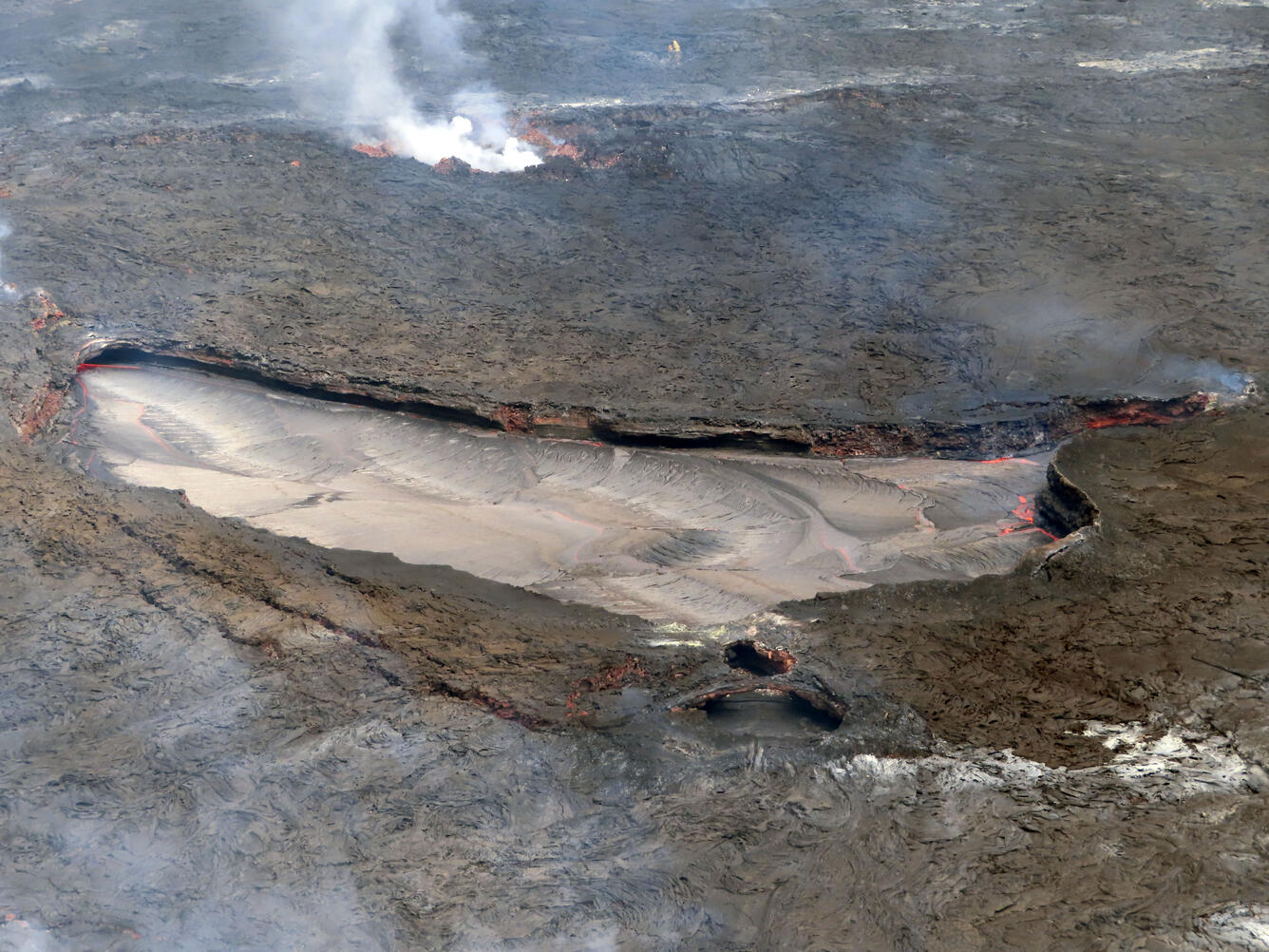 Color photograph of lava lake