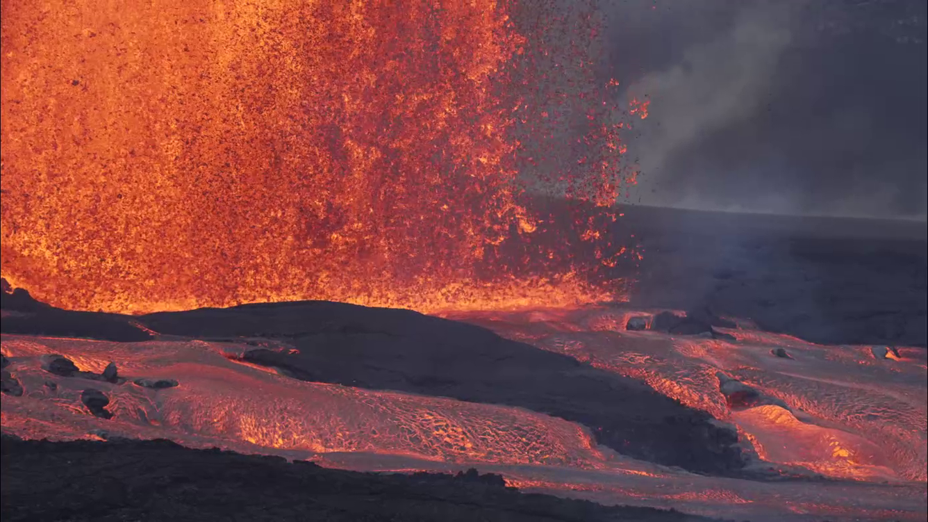 Color photograph of lava fountain