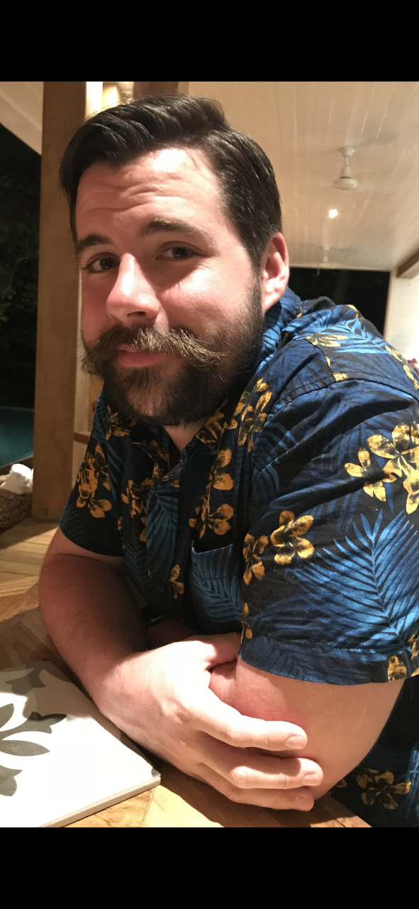 Ryan Cahalan in a Hawaiian shirt