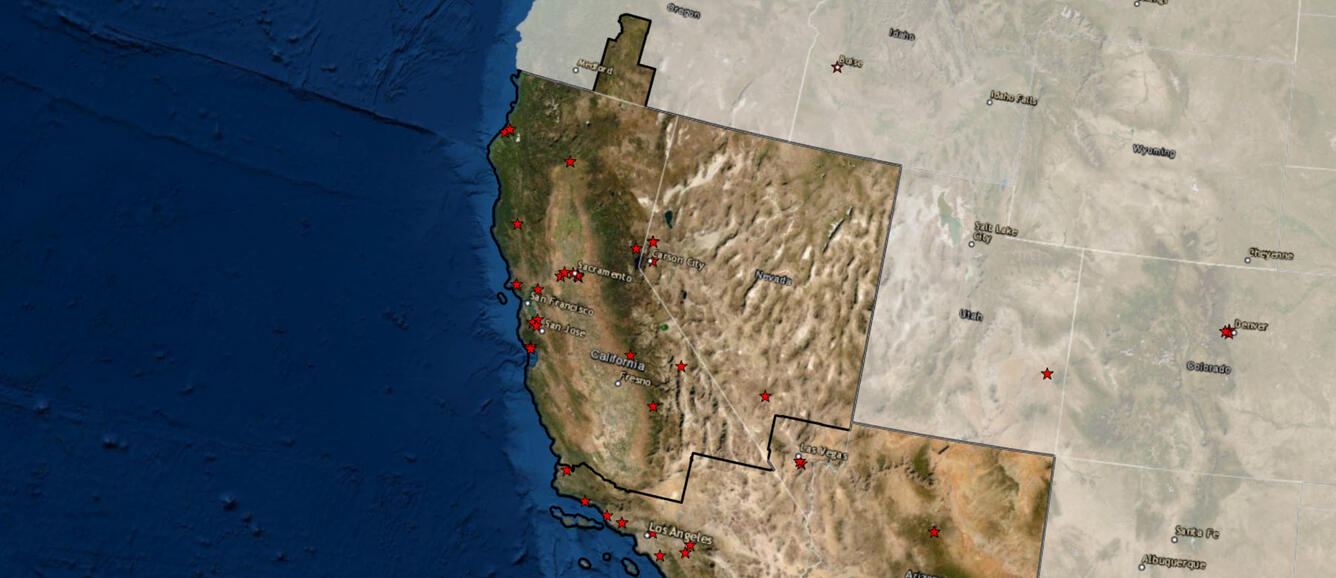 View of California Great Basin Region 10 with satellite image basemap 