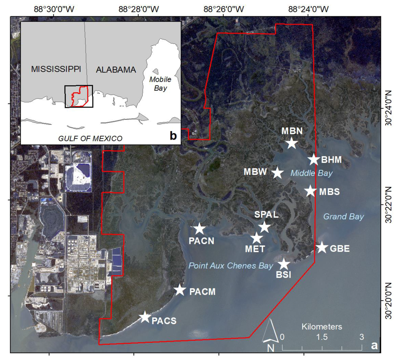 Map showing Mississippi study area in the northern Gulf of America 