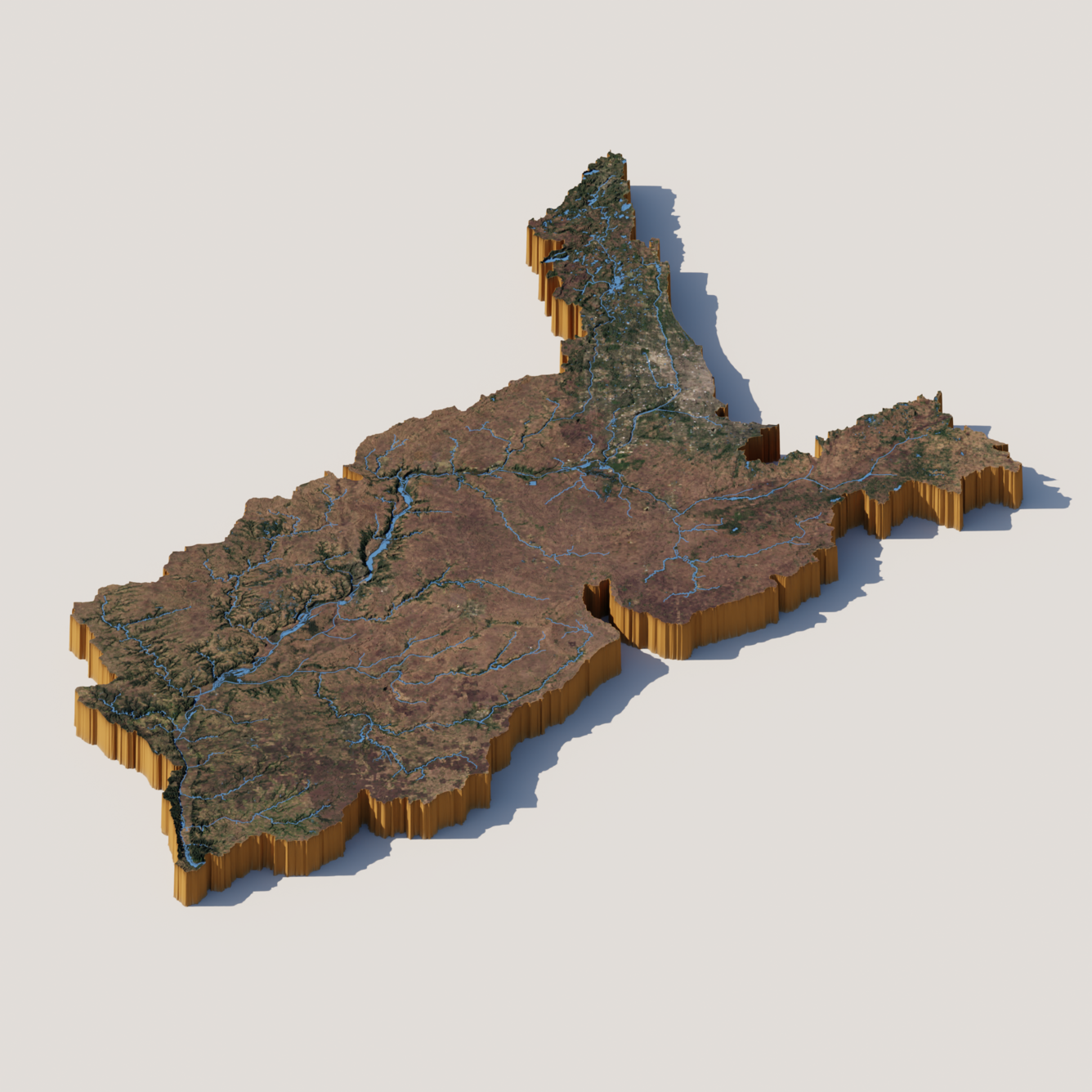3D render of Illinois River Basin