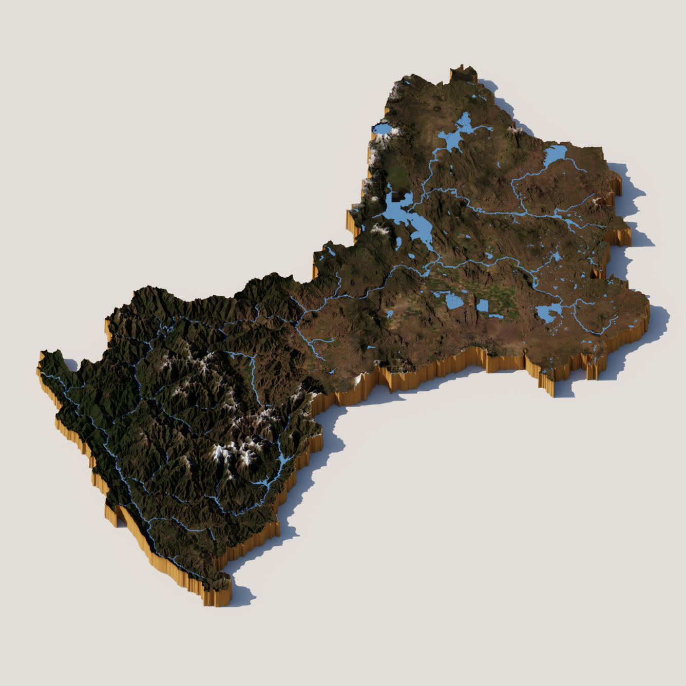 3D render of Klamath River Basin