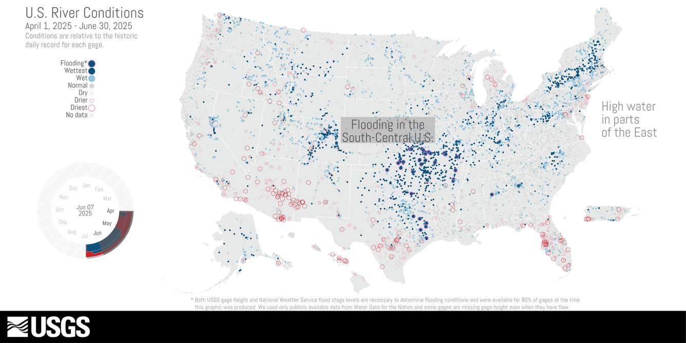 U.S. River Conditions thumbnail image, April to June 2025