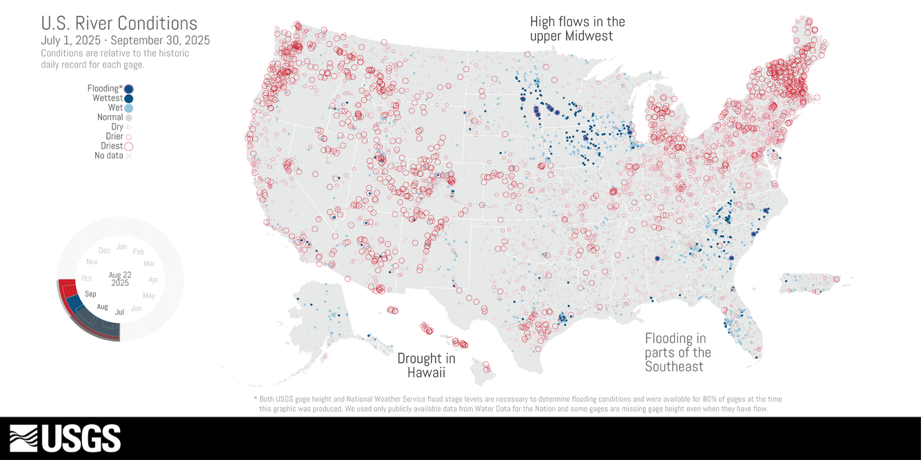 Map of U.S. River Conditions, July to September 2025