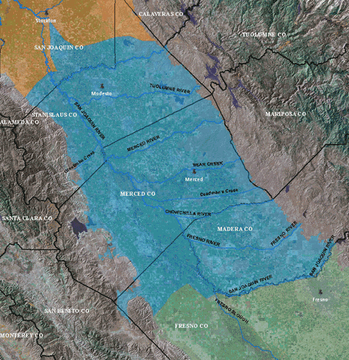 Map of Central Valley's San Joaquin Basin