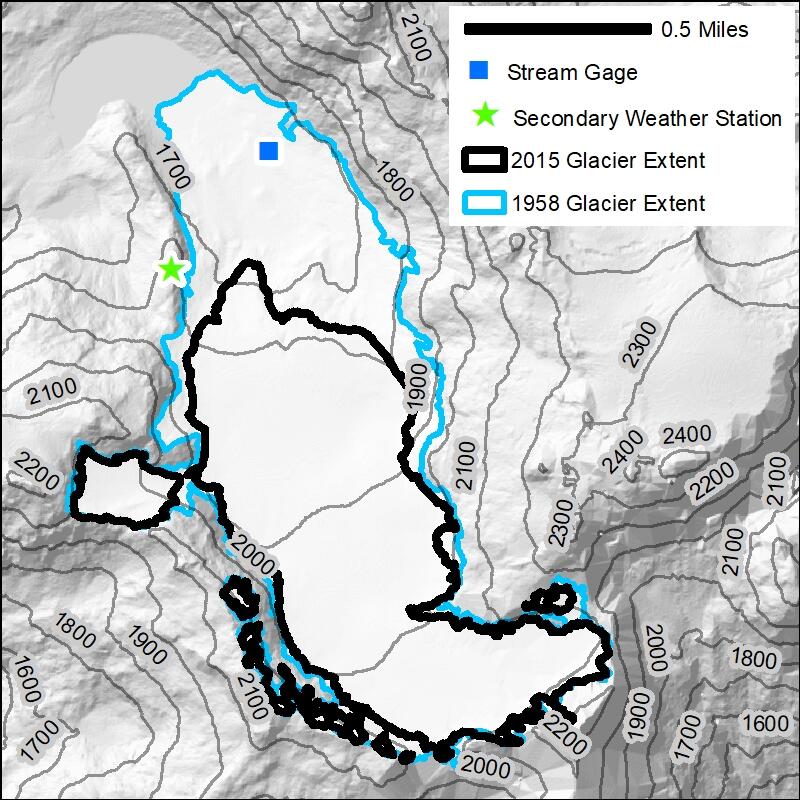 South Cascade Glacier Mass Balance Map Extent