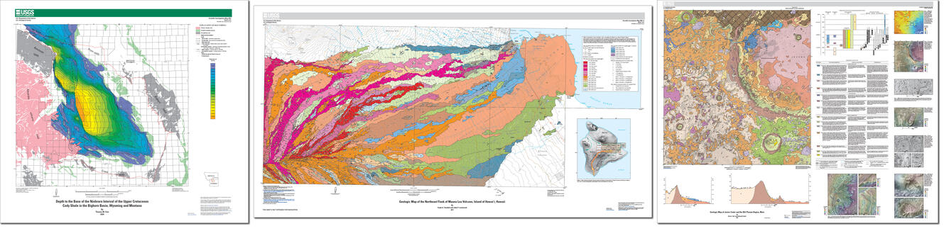 Sheets from three Scientific Investigations Maps