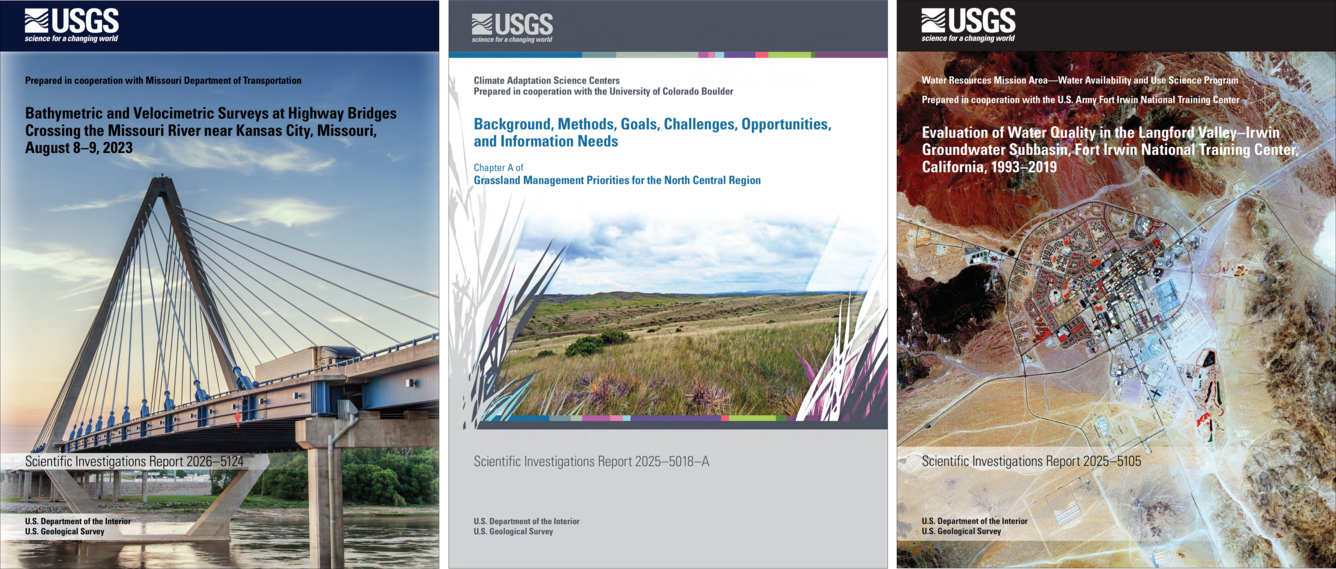 Three publication report covers side by side 