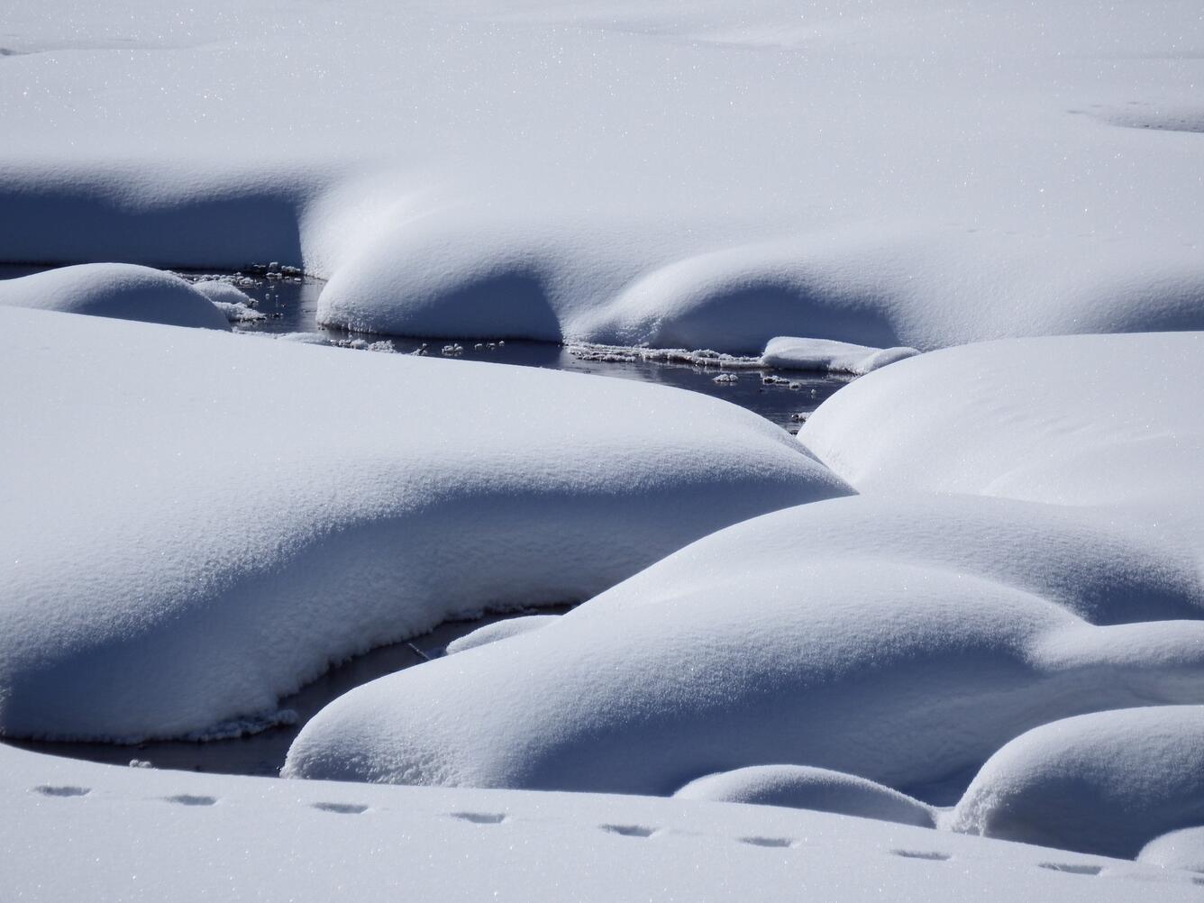 snow and a small stream