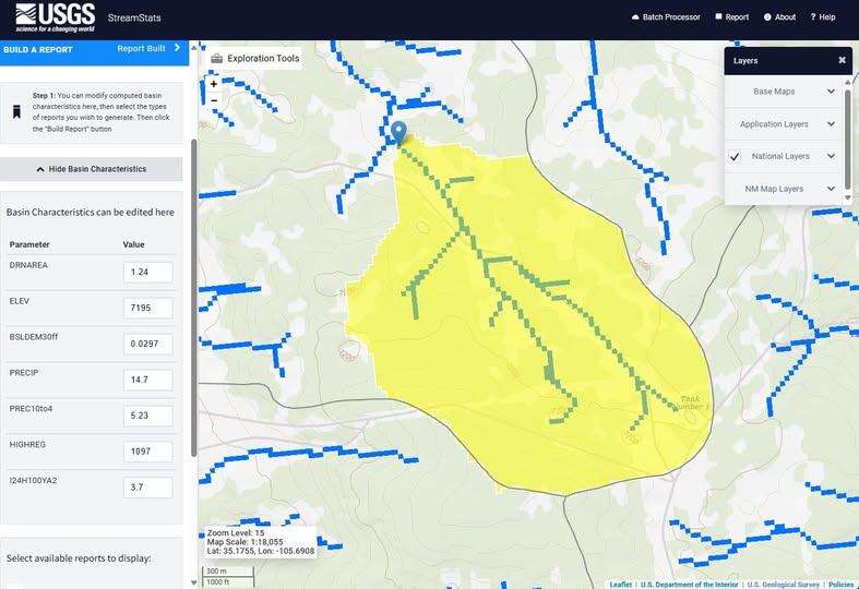 screenshot of New Mexico StreamStats