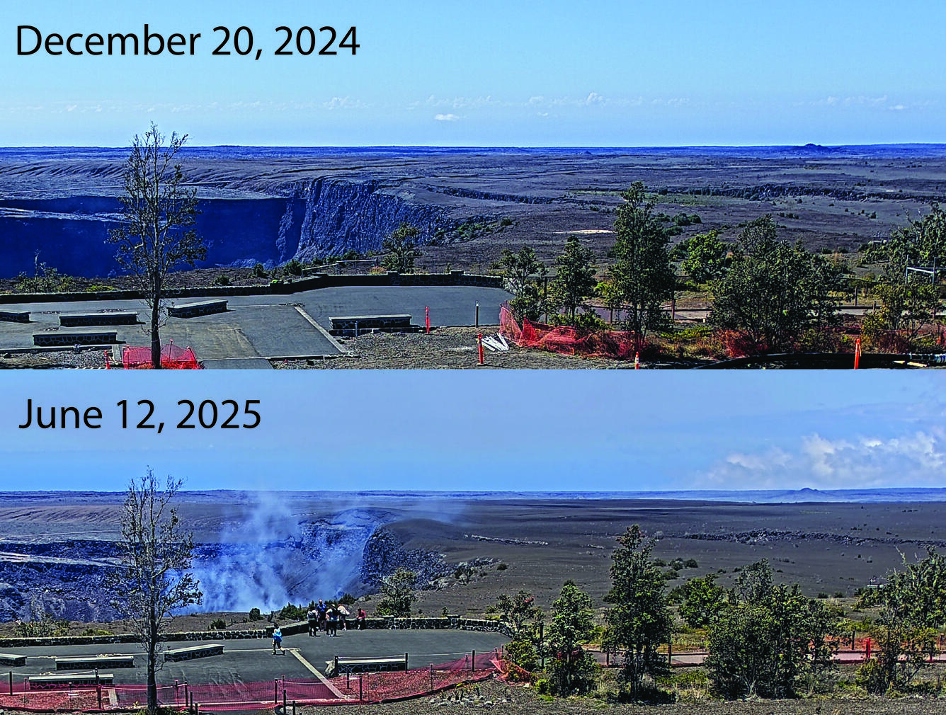 Comparison of two views six months apart showing changes to the landscape