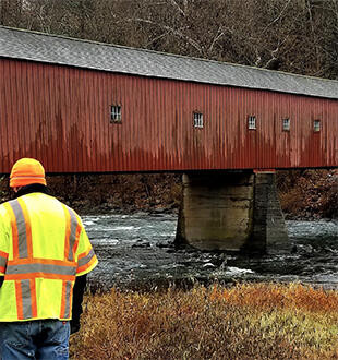 Midsection of image: Surveying a bridge in Connecticut