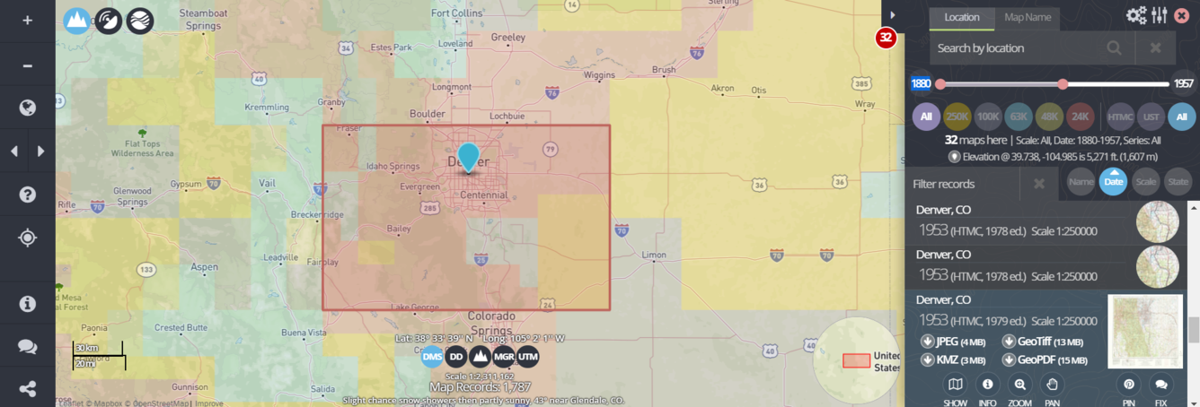 Screenshot of the topoView web interface