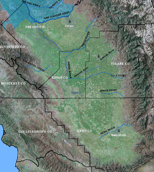 Map of Central Valley's Tulare Basin