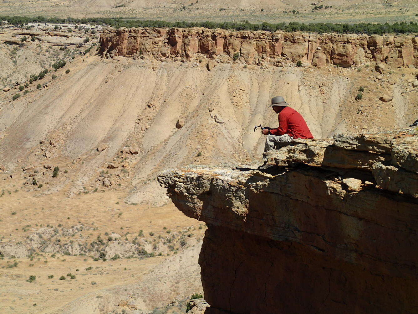 USGS scientist flying a UAS at the Stinking Water Gulch