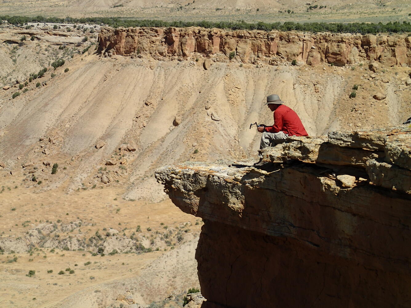 USGS scientist flying a UAS at the Stinking Water Gulch 