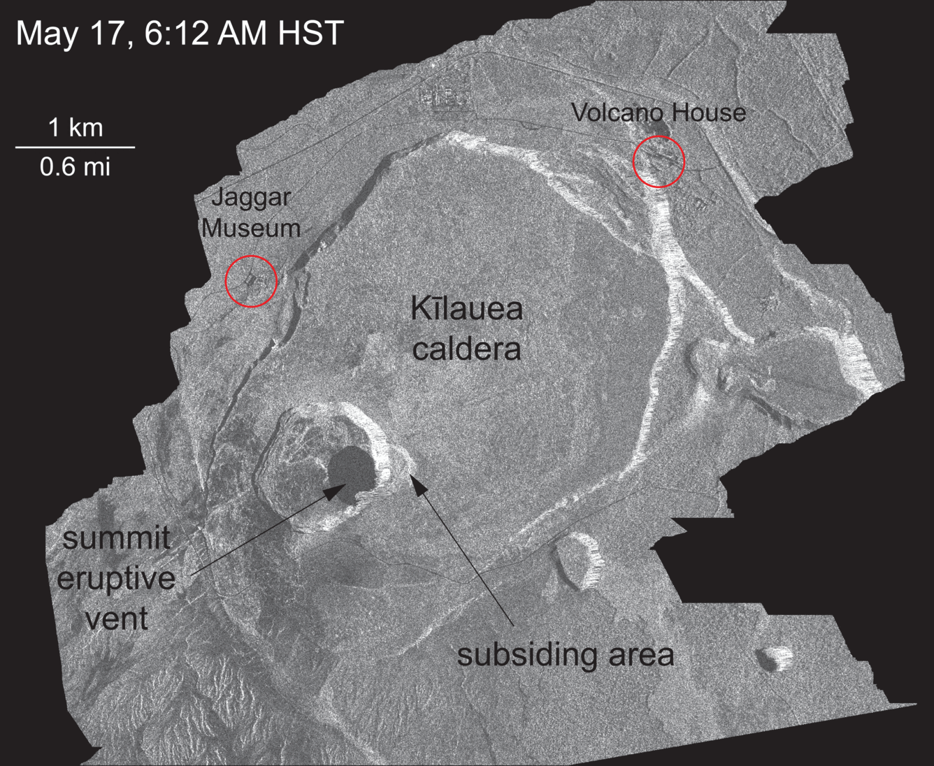 Radar images show enlargement of summit eruptive vent...
