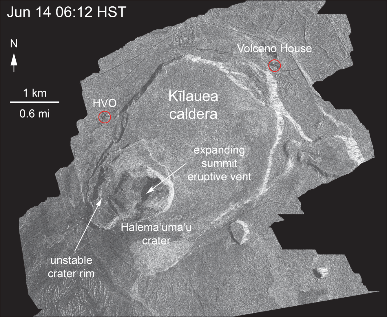Satellite radar shows continued inward slumping of Halema‘uma‘u cra...